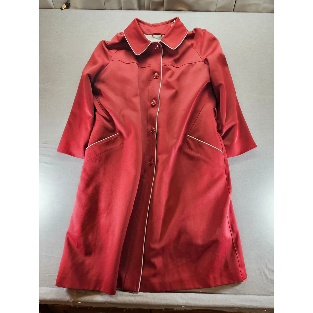Vintage Rain Ramblers Red Trench Coat Removable Fleece Liner Size 20 Raglan